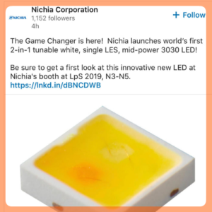 Nichia Announces new 2-in-1 tunable white LED